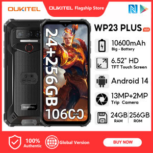 [สต็อกท้องถิ่น] OUKITEL WP23พลัส 24GB + 256GB 6.52 โทรศัพท์มือถือจอ 10600MAh แบตเตอรี่ก้อนใหญ่ HD 13MP + กล้อง2MP แอนดรอยด์15 OTG NFC ปลดล็อกบัตรลายนิ้วมือคู่