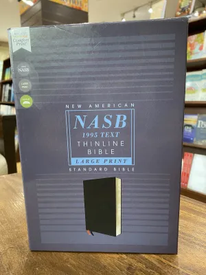 NASB Large-Print Thinline Bible Red Letter Edition--bonded leather black