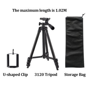 2.1M Tripod Stand Foldable Bluetooth Remote Selfie Tripod with Handphone Clip 360 Degrees Rotatable Extendable Selfie Stick for Live Streaming Makeup YouTube Video Photography