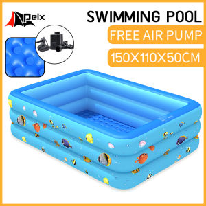 swimming pool for kids 3 layers inflatable pool Rectangular for adult family size Outdoor Thickened Free Electric Air Pump
