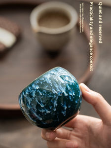 Ceramic Tea Cup Gaiwan Set Tianmu Glaze Unique Design Handcrafted Personal Use