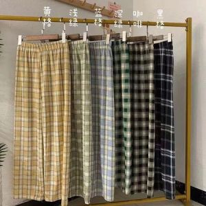Celana Panjang Highwaist Kulot Wanita Casual Motif Kotak kotak Long Pants Korean Fashion