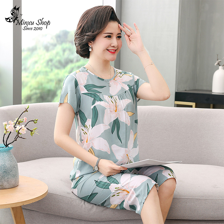 [FREE SHIP + QUÀ] Đồ Bộ Nữ Mặc Nhà Trung Niên Vải Lanh Lạnh - Dáng Áo ...