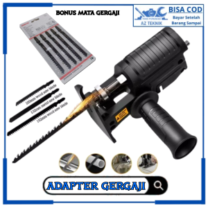 Adapter Reciprocating Saw Jigsaw Konektor Mesin Bor Tangan Menjadi Gergaji Kayu Besi Bonus Mata Gergaji 1 Set