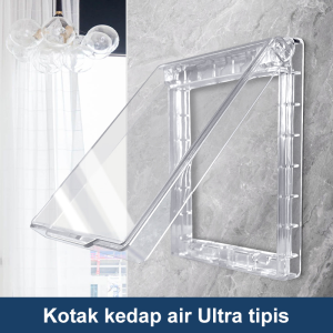 Saklar Dinding Kontak Tahan Air dengan Lampu LED Cahaya Biru - Panel Aluminium Hitam