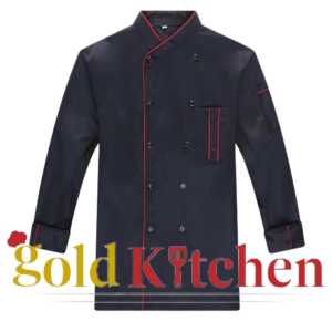 Bajui Chef Baju Koki Chef Jacket Seragam kerja Pria Wanita Lengan Panjang Bahan Drill Model Mandarin