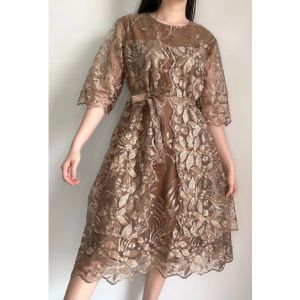 Ken-166 Dress Kondangan Wanita Dress korea Dress Pesta Premium A Line dress full Tulle bordir