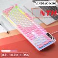 Bàn Phím YINDIAO K600 Giả Cơ Nút Tròn Nhiều Màu Sắc Và Có Đèn Led Xuyên Phím Chuyên Game. 