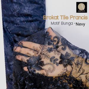 1meter (PANJANG 1 METER LEBAR 1.3)Kain Brukat Premium / Brokat Tile Prancis bahan Kebaya bordir Nevy mutiara Lily Motif kain meteran Tile Prancis Untuk Gamis - Lazada