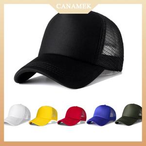 [CANAMEK] 1ชิ้นหมวกสำหรับทุกเพศหมวกเบสบอลผ้าตาข่ายธรรมดาแบบลำลองปรับได้หมวกสแนปแบคสำหรับผู้หญิงผู้ชายฮิปฮอปทรูเกอร์หมวกสตรีทแวร์หมวกคุณพ่อ
