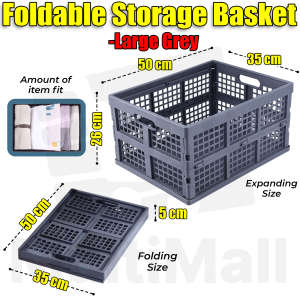 Foldable Storage Basket–Stackable Folding Plastic Crates Collapsible Multifunctional Bin for Dirty Clothes in Bathroom and Bedroom – Space Saving Foldable and Portable Easy Storage Organizer for Toys Snacks Books Dirty Clothes and Towels