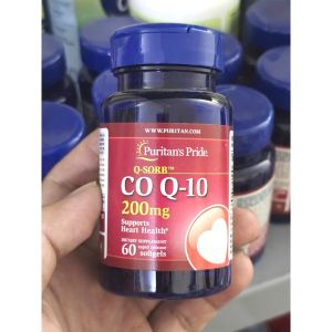 bổ tim mạch CoQ10 200mg chai 60 viên softgel hãng Puritans Pride từ Mỹ - - Kích thích hệ thống tế bào miễn dịch. giảm đối Cholesterol máu (trong rối loạn lipid máu). - Điều hòa huyết áp chống ôxy hóa chống lão hóa.