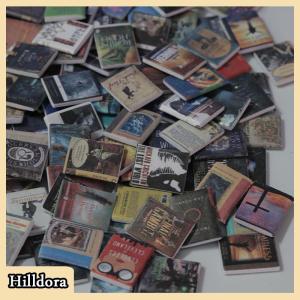 [Hilldora] 200pcs thu nhỏ Nhà búp bê sách lo lắng kệ sách phụ kiện mini sách phụ kiện cho trang trí búp bê nhà thu nhỏ