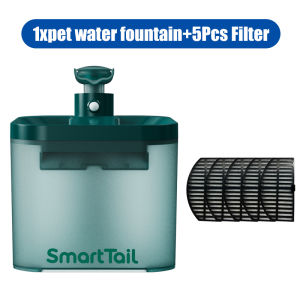 SmartTail 2.2L Cat Water Fountain Auto Recirculate Filter Large Capacity Filtering Cat Water Drinker Mute Cats Water Dispenser with 5Pcs FilterSensor Mode