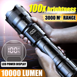 ✨72 hours of continuous use✨ Super Bright torchlight led Flashlight led torch light powerful rechargeable flashlights camping light portable light camping lamp Adjustable Waterproof Power Display 手电筒