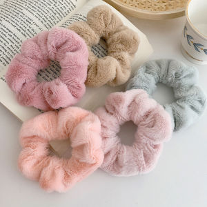 Korean Fashion Fluffy Scrunchies Plush Elastic Hair Rope Cute Hair Ties