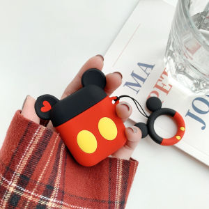 CrashStar Cute Disneys Mickeys Mouse Silicone Soft AirPods Case For AirPods 1 2 3 Pro inPods i7 i12 Pro Wireless Bluetooth Headphones Accessories Casing With Ring For Air Pods Earphone Charging Box Protective Cover Shockproof Shell Top Sale