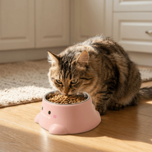 OUTOPEN 15° Tilted Cartoon Dinosaur Pet Bowl Stainless Steel Anti-Knock Dog Water Feeders Pet Supplies Non-Slip Cat Food Bowls Puppy Feeding