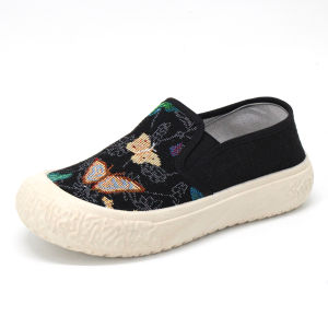 RUIMO Sepatu Slip-On Wanita Motif Floral Korea Style Trendy - TM