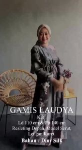 H LAUDYA GAMIS SILK BUNGA BAJU BUSUI FASHION WANITA LENGAN PANJANG SERUT DREES KONDANGAN PESTA LEBARAN GAUN MAXI DAILY REMAJA
