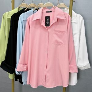 Áo Sơ Mi Bigsize Nữ Tay Dài Có Túi Basic Thời Trang Công Sở Form Rộng Ulzzang Hàn Quốc -SM20