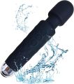 Powerful Hand held Cordless Personal Wand Massager with Memory Feature USB Rechargeable Massage Travel Waterproof 20 Vibration Patterns 8 Speeds Skin Soft Silicone - Magic Stress Away. 