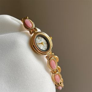 MAYIT Oval Ladies Watch Elegant Colored Gemstones Bracelet Watch Vintage Gift Wristwatch