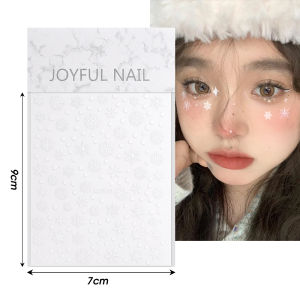 3pcs Christmas Face Snowflake Sticker 5D White Snowflake Round Tattoo Eyeshadow Stickers Fo Festival Nail Body Makeup Bling Jewel DIY Tiktok Hot
