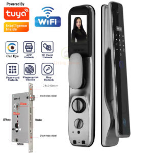 KASIDA automatic door lock wifi tuya smart door lock face recognition smart lock with camera fingerprint ic card password key smart door knob with lock body electronic door lock smart lock fingerprint door knob for home hotel