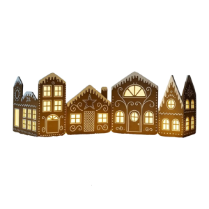 Handbuilt Large Christmas Cake House Cardboard Outfits with Lights Cardboard Cake Village Decor for Christmas Party Games Handbuilt Home Decor