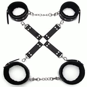 Shipped from China [2025] Supplies Handcuffs SM Set Female Footcuffs Restraint Cross Buckle Plush 3-Piece Set Training 09