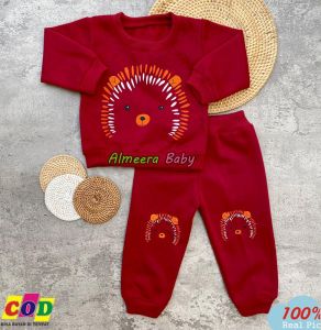 Setelan Baju Bayi Setelan Sweater Celana Jogger Motif Landak Variasi Laki Laki Perempuan Usia 1-5 Tahun Almeera Baby and Kids
