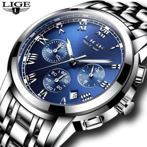 LIGE Men Watch Luxury Top Brand Sport Chronograph Watches Mens Waterproof Full Steel Quartz Clock Watches