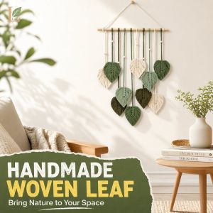 Boho Wall Hanging Handmade Woven Leaf Yarn Art Cotton Rope Home Living Room Bedroom Decor