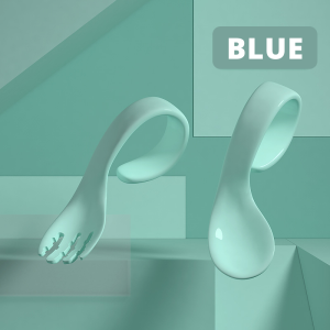 【Baby101】 Baby Kids Training Spoon and Fork Set Safety Infant Feeding Toddler Flatware Spoons Dishes Soups Curve