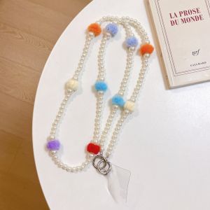 XHLXH DIY Crossbody Phone Strap Bag Chain Hairy Balls Phone Neck Straps Neck Cord Long Mobile Phone Lanyard Phone Case Hanging