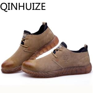 QINHUIZE Steel toe safety shoes mens hood smash-proof anti-piercing fashion work shoes insulation welder protective shoes work safety boots