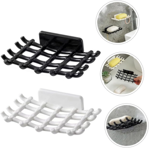 1pcs Wall Mounted Punch-Free Soap Dish Soap Grid Soap Dish Sponge Soap Dish Sponge Dish Bathroom