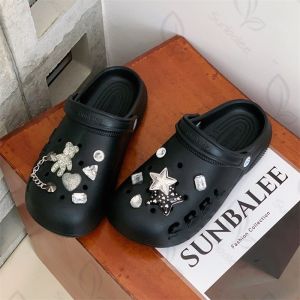 SUNSB5💚 รองเท้าแตะแบบสวมเปิดส้น รองเท้าหัวโต+แถมตัวติดลายการ์ตูน สไตล์เกาหลี งานยางนิ่มเบาใส่สบาย💚ส่งจากไทย