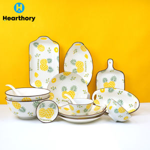 Pineapple Sauce Dish Ceramic with Pineapple Design Chinese New Year Dining Set