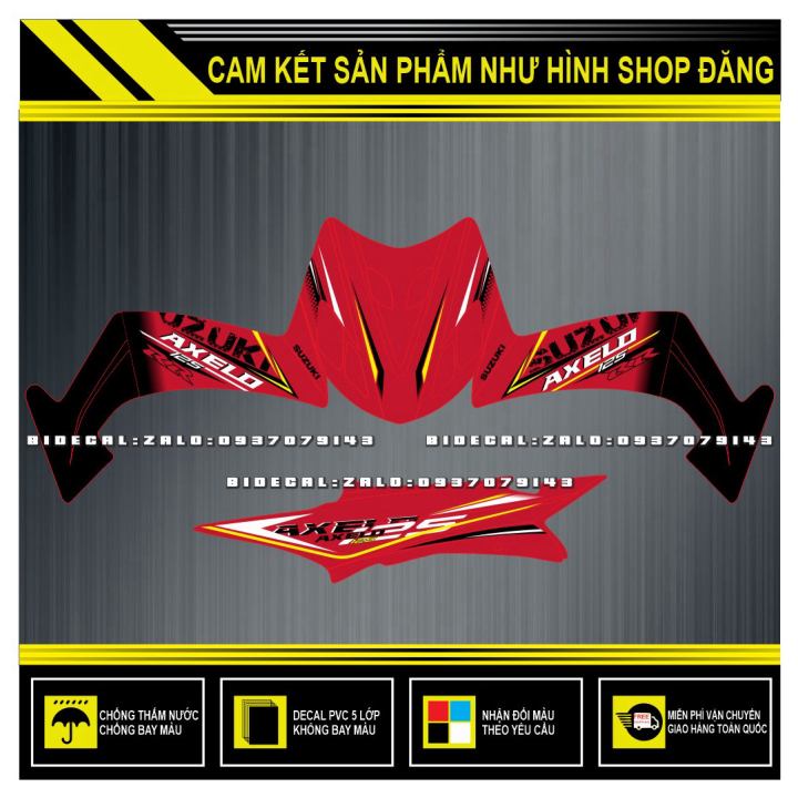 TEM RỜI AXELO MẪU CHỮ SUZUKI MỚI 2020 PHỐI ĐỎ ĐEN ( DECAL CAO CẤP ...