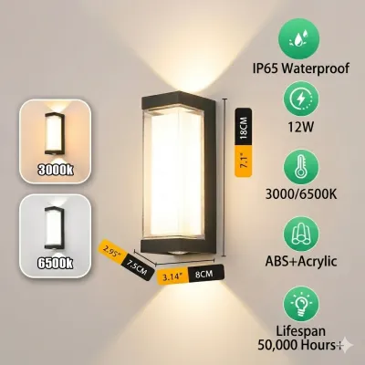 CANMEIJIA LED Wall Lamp Outdoor Waterproof IP65 Wall Light 25W Nordic Modern Minimalist Sconces for Balcony Courtyard Christmas Garden Gate Lights