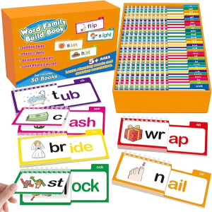【พร้อมส่ง】30 อ่านและสัมผัสหนังสือพลิก Word Families แฟลชการ์ดอ่านหนังสือพลิกตัวอักษร Flashcards การศึกษาอ่านเกมภาษาอังกฤษ Read and Rhyme Flip Books Word Families Flash Cards Word Family Build Word Vocabulary Sight Words Flash Cards Fun Reading
