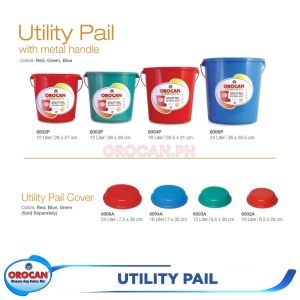 OROCAN Utility Pail with cover/Bucke Water Pail Set/Durable Utility Containers/Utility High Quality Plastiic Can/Timba/Balde/Water Container/Pail with Metal Handle/Orocan Pail Cover/Round Bucket/ Household Tools/Laundry & Cleaning Equipment.