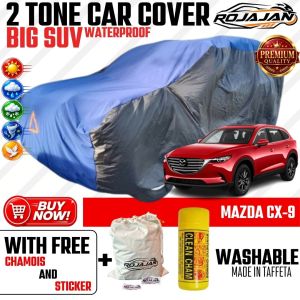 ROJAJAN 2 Tone Car Cover for Mazda CX-9 Waterproof Sunproof Heavy Duty Cover Garterized Strap Lock With Chamois
