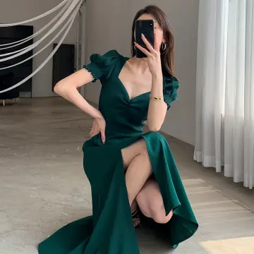 Emerald green maxi dress casual best sale