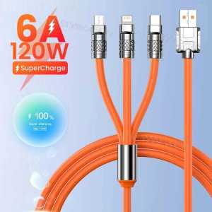 Kabel Data Charger 3 in 1 Fast Charging | Kabel Cas Casan 3in1 120 Watt | 120W -6A Type Tipe C / Micro USB / Iphone Lightning iOS Android