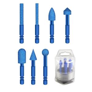 7pc Multiple Size Diamonds Coated Rotary Bit High Hardness Grits Ideal for Stone Tile Engraving and Surfaces Restoration