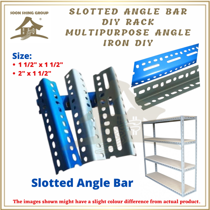 ( 10ft )1 1/2” x 1 1/2”/ 2” x 1 1/2” Slotted Angle Bar DIY Rack Multipurpose Angle Iron / Besi