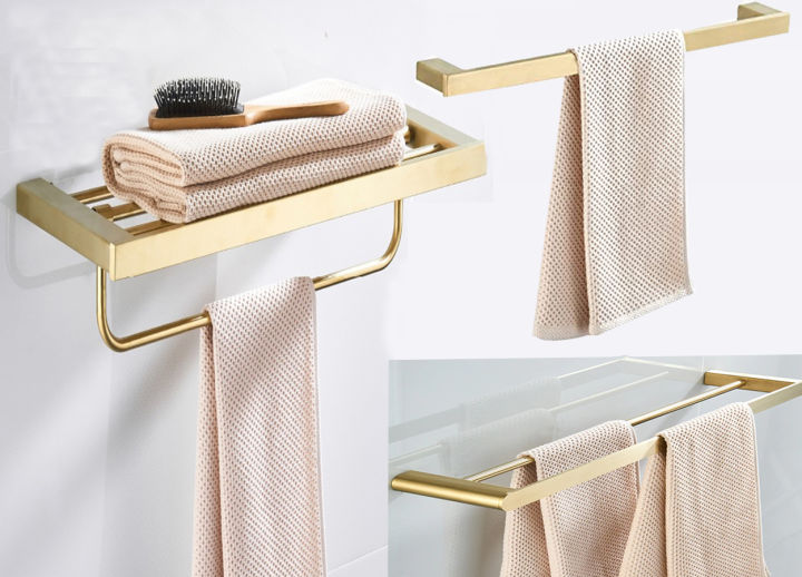 SUS304 Stainless Steel Wall Mounted Brushed Gold Towel Rack Towel ...